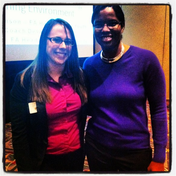 Briana Scurry and I. Disregard my hair, it was a long day and a quick shot!